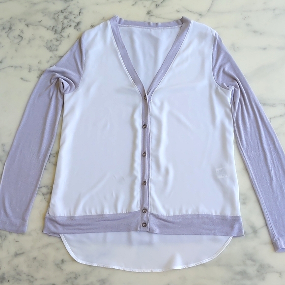 Two Color, Two Fabric and Two Layers Back Long Sleeve Button Down Shirt. - Picture 3 of 7